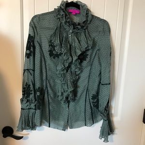 Ebéné by P. Assuline green shirt 100% silk